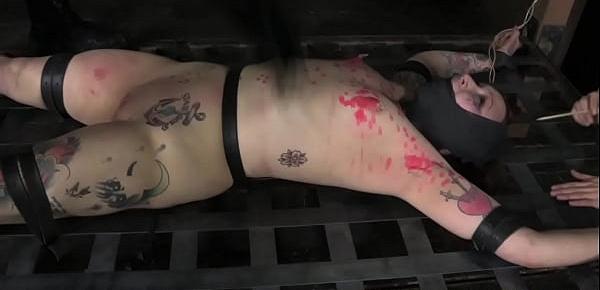  BDSM slave Mollie Rose covered in wax
